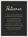 Patience Word of Intention Framed print 30x40 cm / 12x16″ White frame Carbon paper