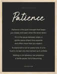 Patience Word of Intention Framed print 30x40 cm / 12x16″ Wood frame Carbon paper