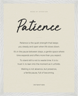 Patience Word of Intention Framed print 40x50 cm / 16x20″ White frame Linen paper