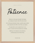 Patience Word of Intention Framed print 40x50 cm / 16x20″ Wood frame Linen paper