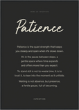 Patience Word of Intention Framed print 50x70 cm / 20x28″ Black frame Carbon paper