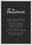 Patience Word of Intention Framed print 50x70 cm / 20x28″ White frame Carbon paper