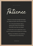 Patience Word of Intention Framed print 50x70 cm / 20x28″ Wood frame Carbon paper