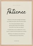 Patience Word of Intention Framed print 50x70 cm / 20x28″ Wood frame Linen paper