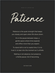 Patience Word of Intention Framed print 60x80 cm / 24x32″ Black frame Carbon paper