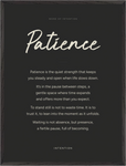 Patience Word of Intention Framed print 60x80 cm / 24x32″ Black frame Carbon paper
