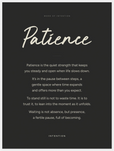 Patience Word of Intention Framed print 60x80 cm / 24x32″ White frame Carbon paper