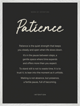 Patience Word of Intention Framed print 60x80 cm / 24x32″ White frame Carbon paper