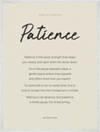 Patience Word of Intention Framed print 60x80 cm / 24x32″ White frame Linen paper