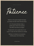 Patience Word of Intention Framed print 60x80 cm / 24x32″ Wood frame Carbon paper
