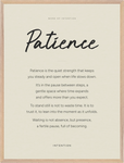 Patience Word of Intention Framed print 60x80 cm / 24x32″ Wood frame Linen paper