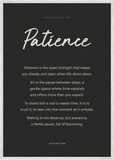 Patience Word of Intention Framed print 70x100 cm / 28x40″ White frame Carbon paper