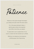 Patience Word of Intention Framed print 70x100 cm / 28x40″ White frame Linen paper