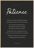 Patience Word of Intention Framed print 70x100 cm / 28x40″ Wood frame Carbon paper