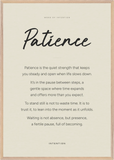 Patience Word of Intention Framed print 70x100 cm / 28x40″ Wood frame Linen paper
