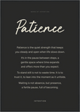 Patience Word of Intention Framed print A1 (59.4 x 84.1 cm) Black frame Carbon paper