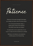 Patience Word of Intention Framed print A1 (59.4 x 84.1 cm) Dark wood frame Carbon paper