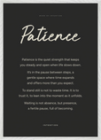 Patience Word of Intention Framed print A1 (59.4 x 84.1 cm) White frame Carbon paper