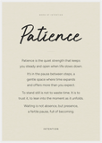 Patience Word of Intention Framed print A1 (59.4 x 84.1 cm) White frame Linen paper