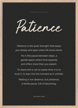 Patience Word of Intention Framed print A1 (59.4 x 84.1 cm) Wood frame Carbon paper