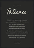 Patience Word of Intention Framed print A2 (42 x 59.4 cm) Black frame Carbon paper
