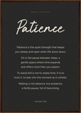 Patience Word of Intention Framed print A2 (42 x 59.4 cm) Dark wood frame Carbon paper
