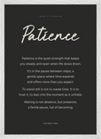 Patience Word of Intention Framed print A2 (42 x 59.4 cm) White frame Carbon paper