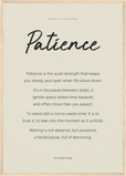 Patience Word of Intention Framed print A2 (42 x 59.4 cm) Wood frame Linen paper