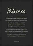 Patience Word of Intention Framed print A3 (29.7 x 42 cm) Black frame Carbon paper