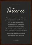 Patience Word of Intention Framed print A3 (29.7 x 42 cm) Dark wood frame Carbon paper