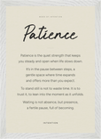 Patience Word of Intention Framed print A3 (29.7 x 42 cm) White frame Linen paper