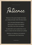 Patience Word of Intention Framed print A3 (29.7 x 42 cm) Wood frame Carbon paper