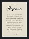 Presence Word of Intention Framed print 13x18 cm / 5x7″ Black frame Linen paper
