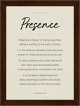 Presence Word of Intention Framed print 13x18 cm / 5x7″ Dark wood frame Linen paper