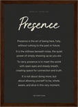 Presence Word of Intention Framed print 21x29.7 cm / 8x12" Dark wood frame Carbon paper