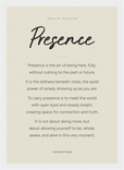 Presence Word of Intention Framed print 21x29.7 cm / 8x12" White frame Linen paper