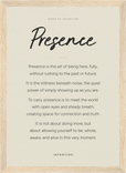 Presence Word of Intention Framed print 21x29.7 cm / 8x12" Wood frame Linen paper