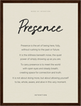 Presence Word of Intention Framed print 30x40 cm / 12x16″ Dark wood frame Linen paper