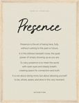 Presence Word of Intention Framed print 30x40 cm / 12x16″ Wood frame Linen paper