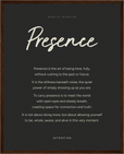 Presence Word of Intention Framed print 40x50 cm / 16x20″ Dark wood frame Carbon paper