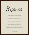 Presence Word of Intention Framed print 40x50 cm / 16x20″ Dark wood frame Linen paper