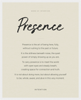 Presence Word of Intention Framed print 40x50 cm / 16x20″ White frame Linen paper