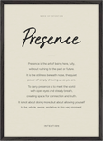 Presence Word of Intention Framed print 50x70 cm / 20x28″ Black frame Linen paper