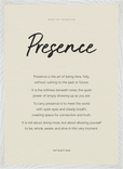Presence Word of Intention Framed print 50x70 cm / 20x28″ White frame Linen paper
