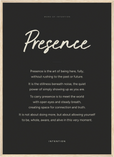Presence Word of Intention Framed print 50x70 cm / 20x28″ Wood frame Carbon paper