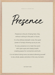 Presence Word of Intention Framed print 50x70 cm / 20x28″ Wood frame Linen paper