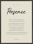 Presence Word of Intention Framed print 60x80 cm / 24x32″ Black frame Linen paper