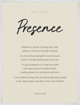 Presence Word of Intention Framed print 60x80 cm / 24x32″ White frame Linen paper