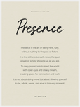 Presence Word of Intention Framed print 60x80 cm / 24x32″ White frame Linen paper