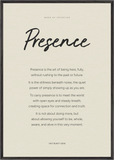 Presence Word of Intention Framed print 70x100 cm / 28x40″ Black frame Linen paper